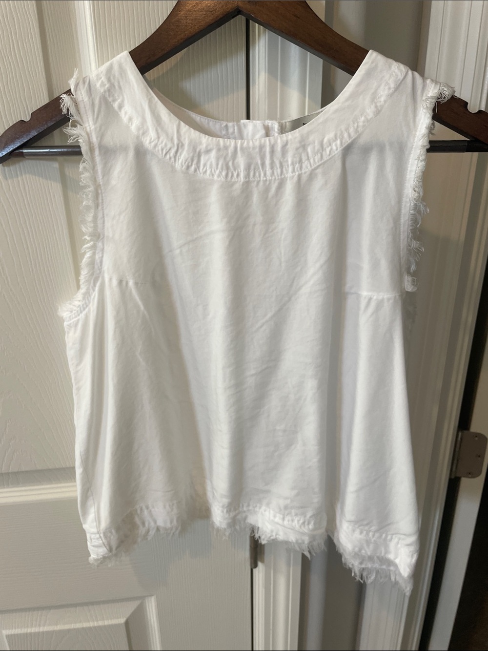 Thread & Supply White Frayed Edge Sleeveless Tank